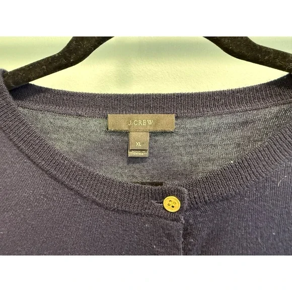 J.Crew Merino Wool Cardigan Sweater Womens XL Navy Blue Gold Buttons - Picture 5 of 6